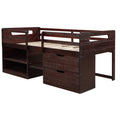 Twin Size Loft Bed With Two Shelves And Two Drawers Antique Espresso Antique Espresso Solid Wood