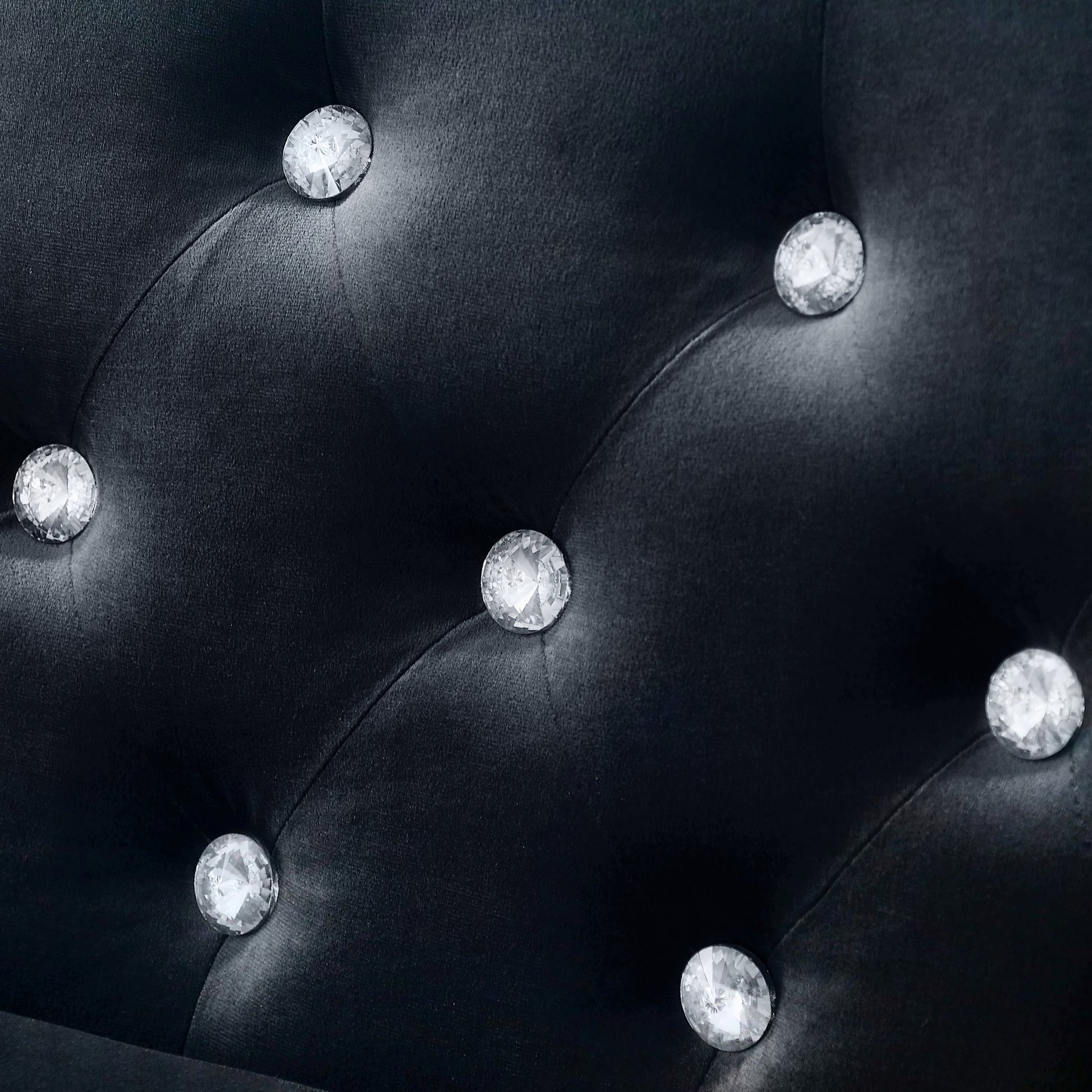 2 Piece Modern Velvet Living Room Set With Sofa And Loveseat,Jeweled Button Tufted Copper Nails Square Arms Black,4 Pillows Included Black Velvet 5 Seat