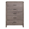 Brownish Gray Finish 1Pc Bedroom Chest Of 5 Drawers Melamine Laminate Dark Metal Hardware Corner Rivets Brown Gray Bedroom Wood