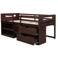 Twin Size Loft Bed With Two Shelves And Two Drawers Antique Espresso Antique Espresso Solid Wood