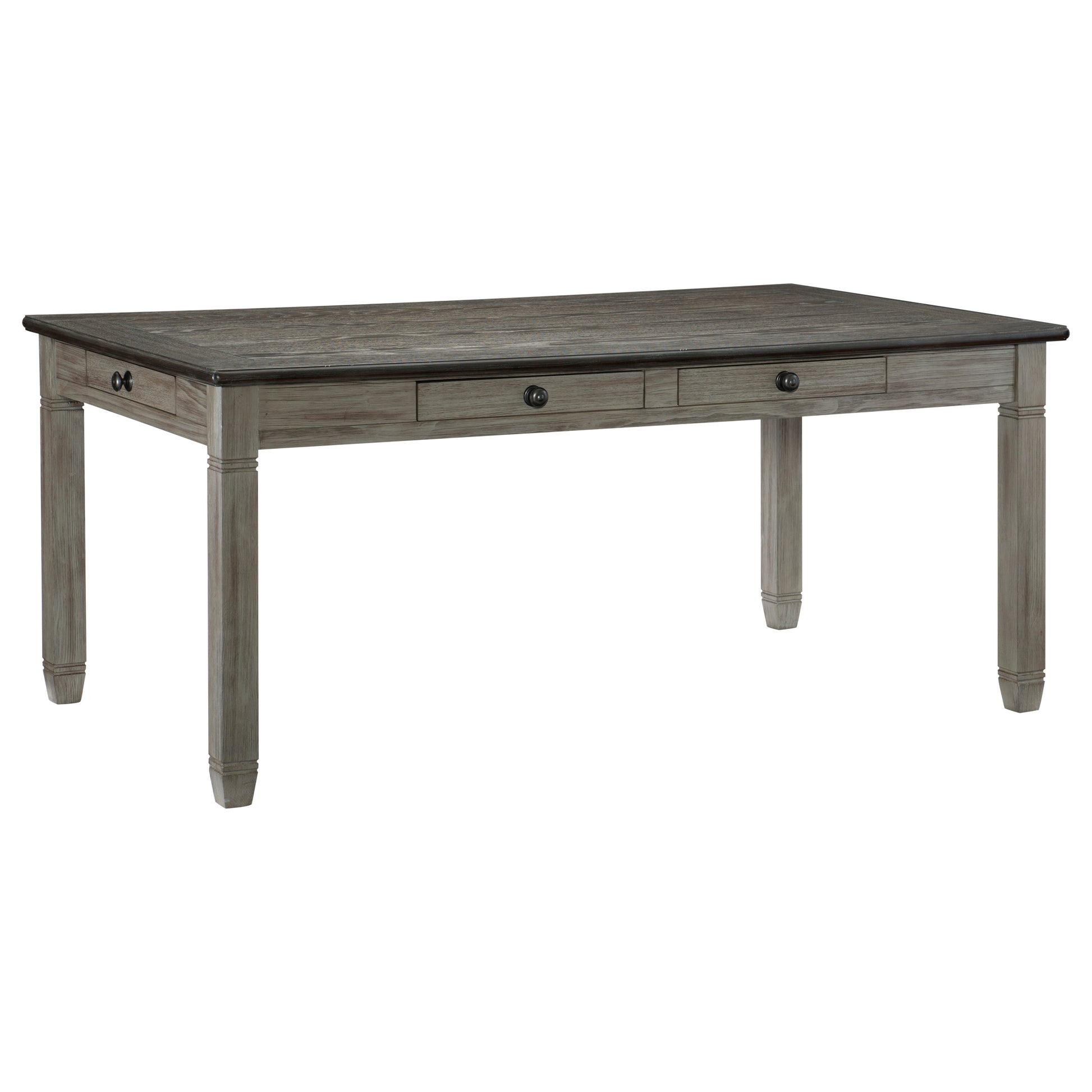 Antique Gray And Coffee Finish 6Pc Dining Set Table W 6X Drawers Upholstered Bench 4X Side Chairs Casual Country Style Dining Room Furniture Wood Wood Antique Gray Seats 6 Wood Dining Room 72 Inches Rectangular Dining Table With Chair And Bench Solid