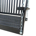 Front Porch Swing With Armrests, Wood Bench Swing With Hanging Chains,For Outdoor Patio ,Garden Yard, Porch, Backyard, Or Sunroom,Easy To Assemble,Black Black Solid Wood