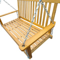 Front Porch Swing With Armrests, Wood Bench Swing With Hanging Chains,For Outdoor Patio ,Garden Yard, Porch, Backyard, Or Sunroom,Easy To Assemble,Teak Teak Solid Wood