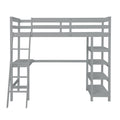 Loft Bed Twin With Desk,Ladder,Shelvesgrey Grey Pine
