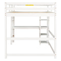 Full Loft Bed With Desk And Shelves,White White Pine