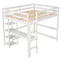 Full Loft Bed With Desk And Shelves,White White Pine