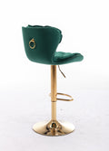Set Of 2 Bar Stools,With Chrome Footrest And Base Swivel Height Adjustable Mechanical Lifting Velvet Golden Leg Simple Bar Stool Green Green Foam Fabric