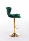 Set Of 2 Bar Stools,With Chrome Footrest And Base Swivel Height Adjustable Mechanical Lifting Velvet Golden Leg Simple Bar Stool Green Green Foam Fabric