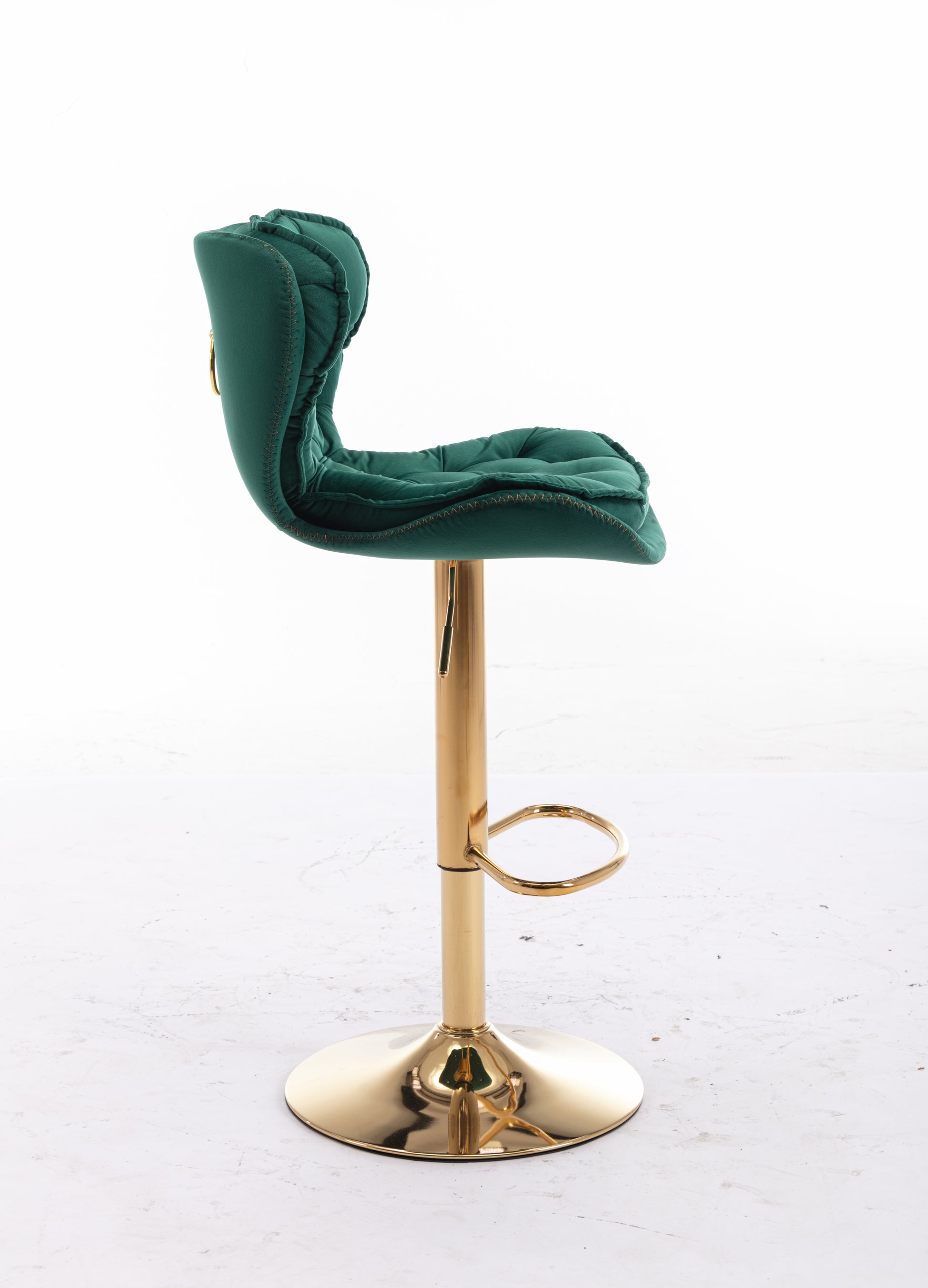 Set Of 2 Bar Stools,With Chrome Footrest And Base Swivel Height Adjustable Mechanical Lifting Velvet Golden Leg Simple Bar Stool Green Green Foam Fabric