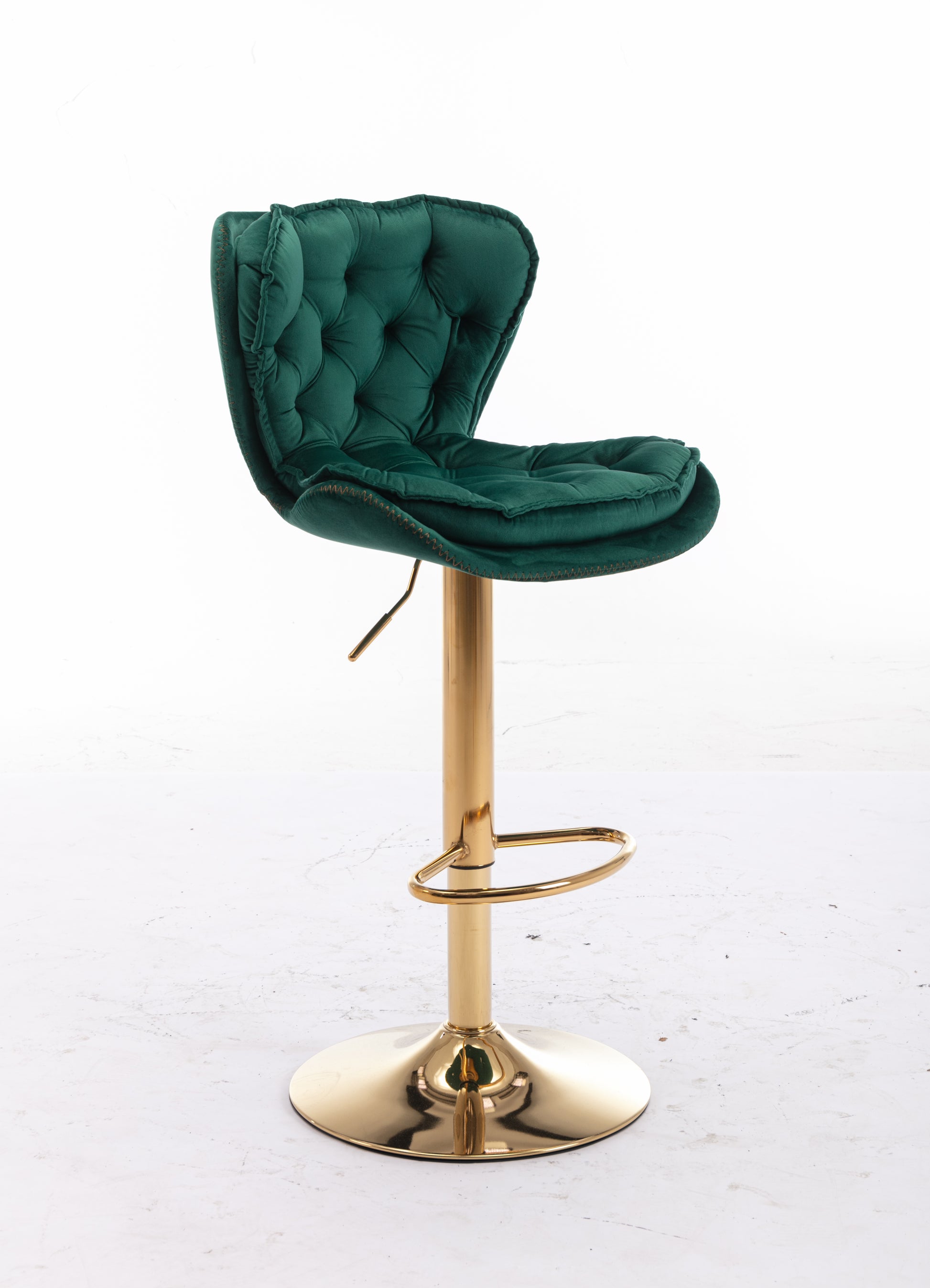 Set Of 2 Bar Stools,With Chrome Footrest And Base Swivel Height Adjustable Mechanical Lifting Velvet Golden Leg Simple Bar Stool Green Green Foam Fabric