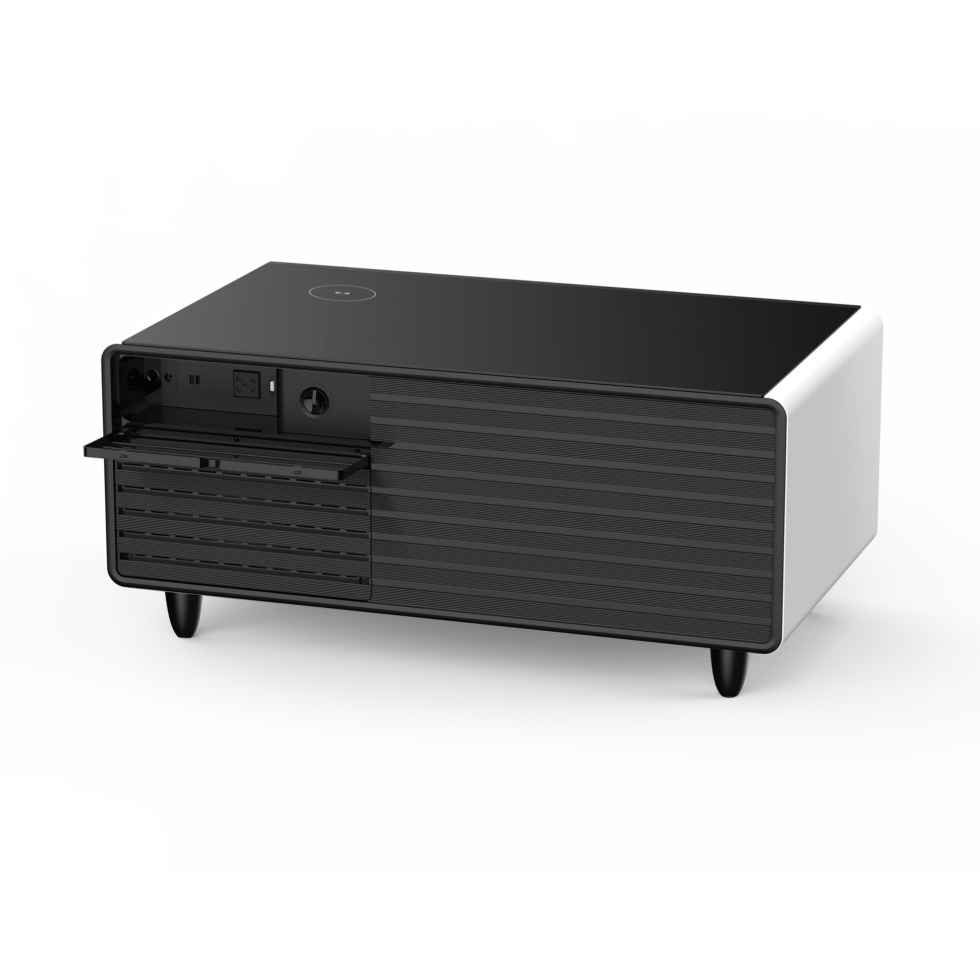 Modern Smart Coffee Table With Built In Fridge, Outlet Protection,Wireless Charging, Mechanical Temperature Control, Power Socket, Usb Interface And Ice Water Interface, White White Built In Outlets Or Usb Primary Living Space Luxury,Modern Freestanding