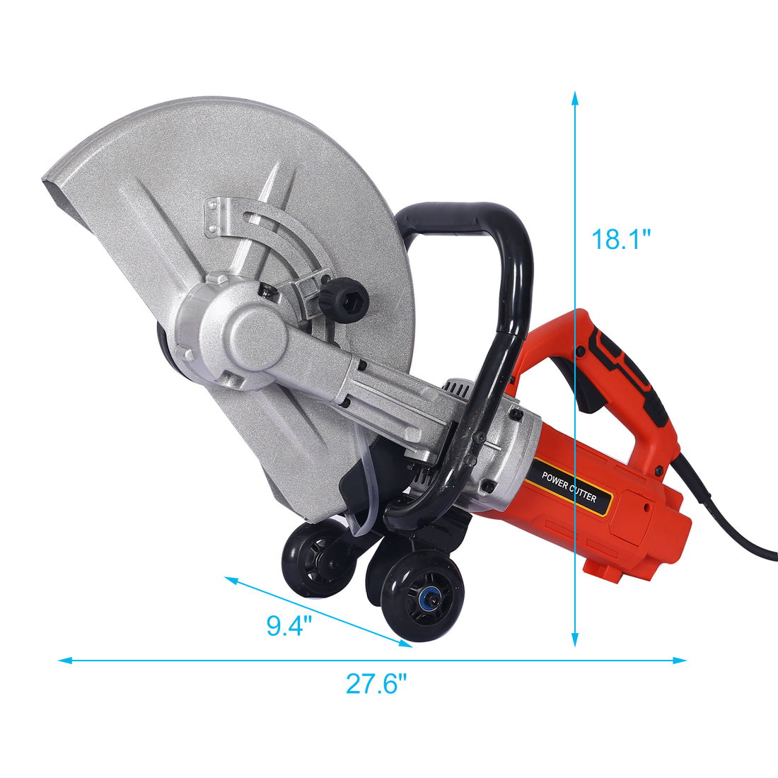 Electric 14" Cut Off Saw Wet Dry Concrete Saw Cutter Guide Roller With Water Line Attachment 3000W Without Blade Black And Silver Plastic
