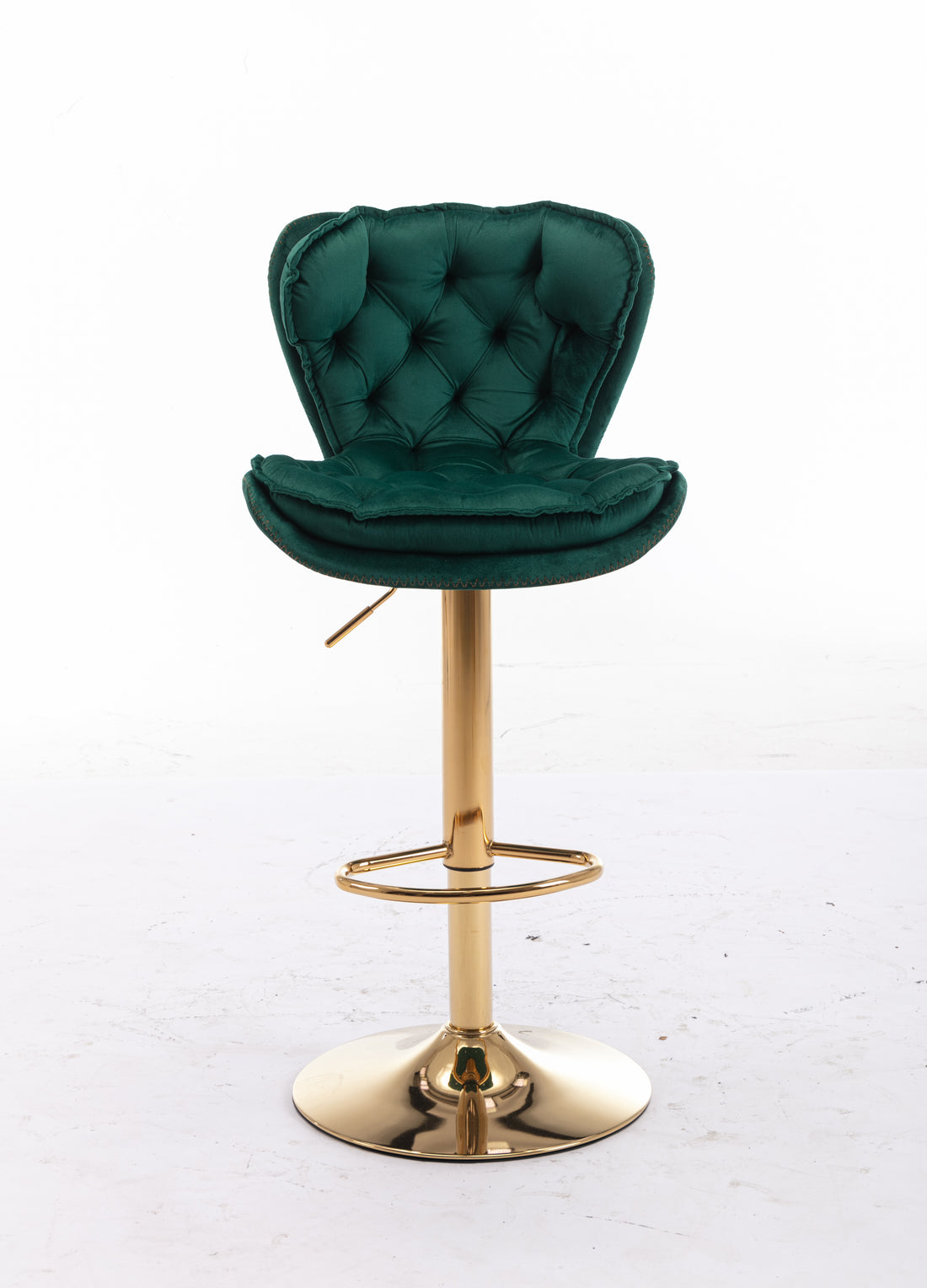 Set Of 2 Bar Stools,With Chrome Footrest And Base Swivel Height Adjustable Mechanical Lifting Velvet Golden Leg Simple Bar Stool Green Green Foam Fabric
