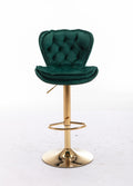 Set Of 2 Bar Stools,With Chrome Footrest And Base Swivel Height Adjustable Mechanical Lifting Velvet Golden Leg Simple Bar Stool Green Green Foam Fabric