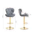 Set Of 2 Bar Stools,With Chrome Footrest And Base Swivel Height Adjustable Mechanical Lifting Velvet Golden Leg Simple Bar Stool Gray Grey Foam Fabric