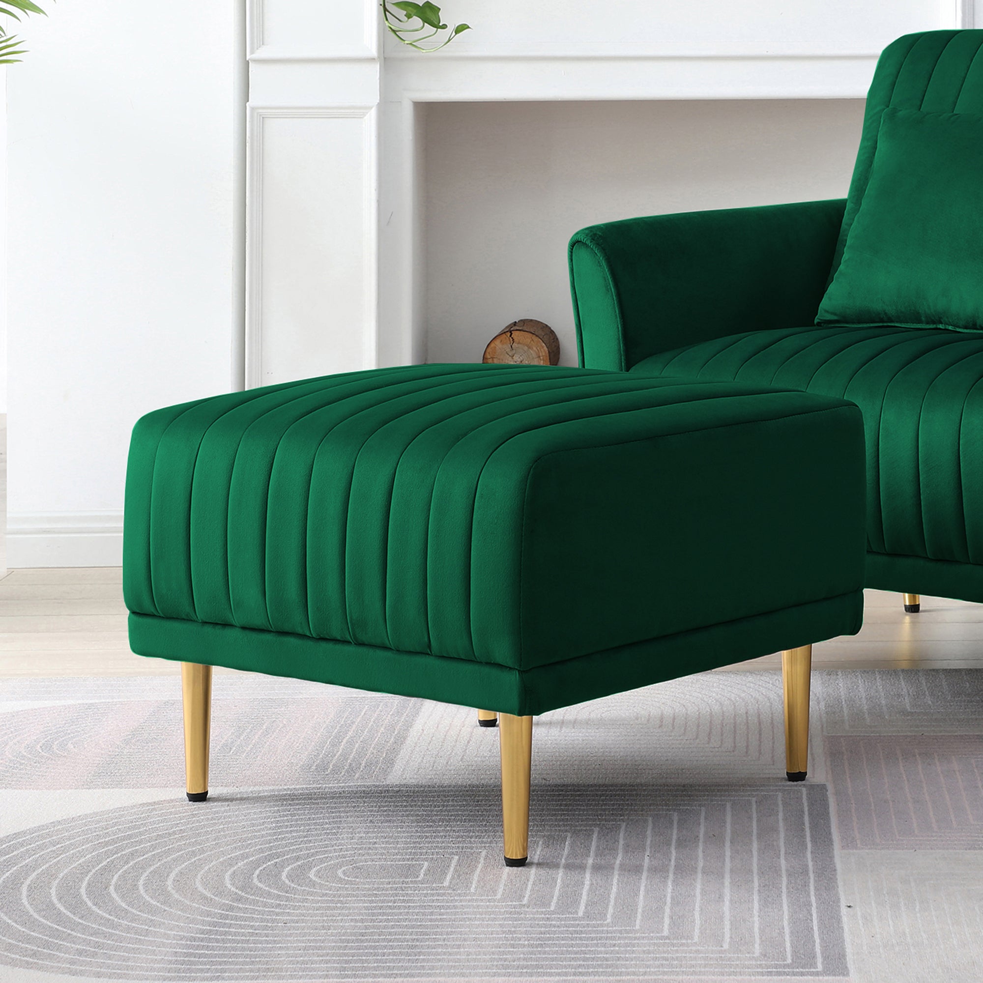 Ottoman Bench For Big Sofas Or Living Room Sofas Green Velvet Green Foam Velvet