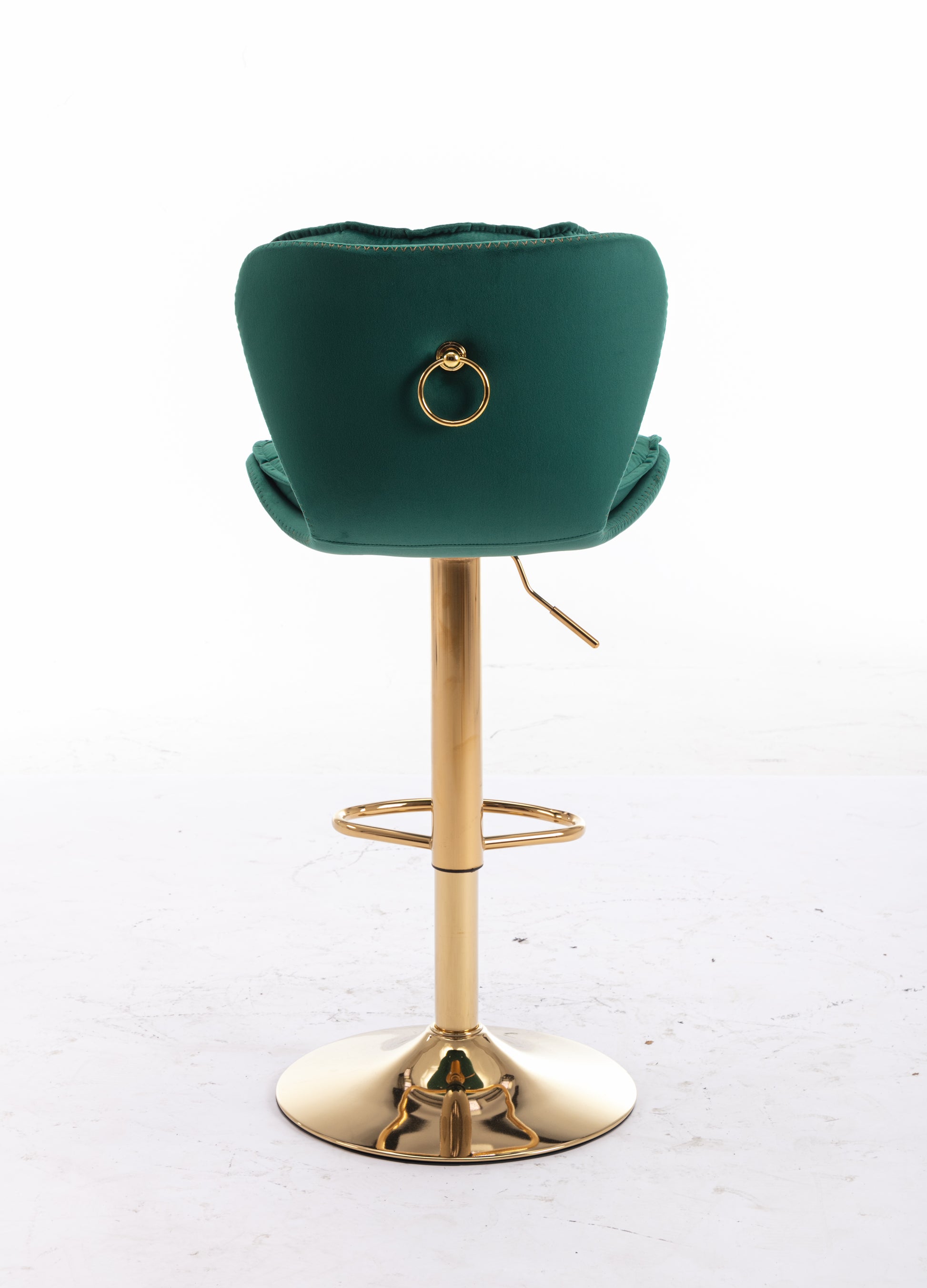Set Of 2 Bar Stools,With Chrome Footrest And Base Swivel Height Adjustable Mechanical Lifting Velvet Golden Leg Simple Bar Stool Green Green Foam Fabric