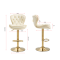 Set Of 2 Bar Stools,With Chrome Footrest And Base Swivel Height Adjustable Mechanical Lifting Velvet Golden Leg Simple Bar Stool Cream Cream Foam Fabric
