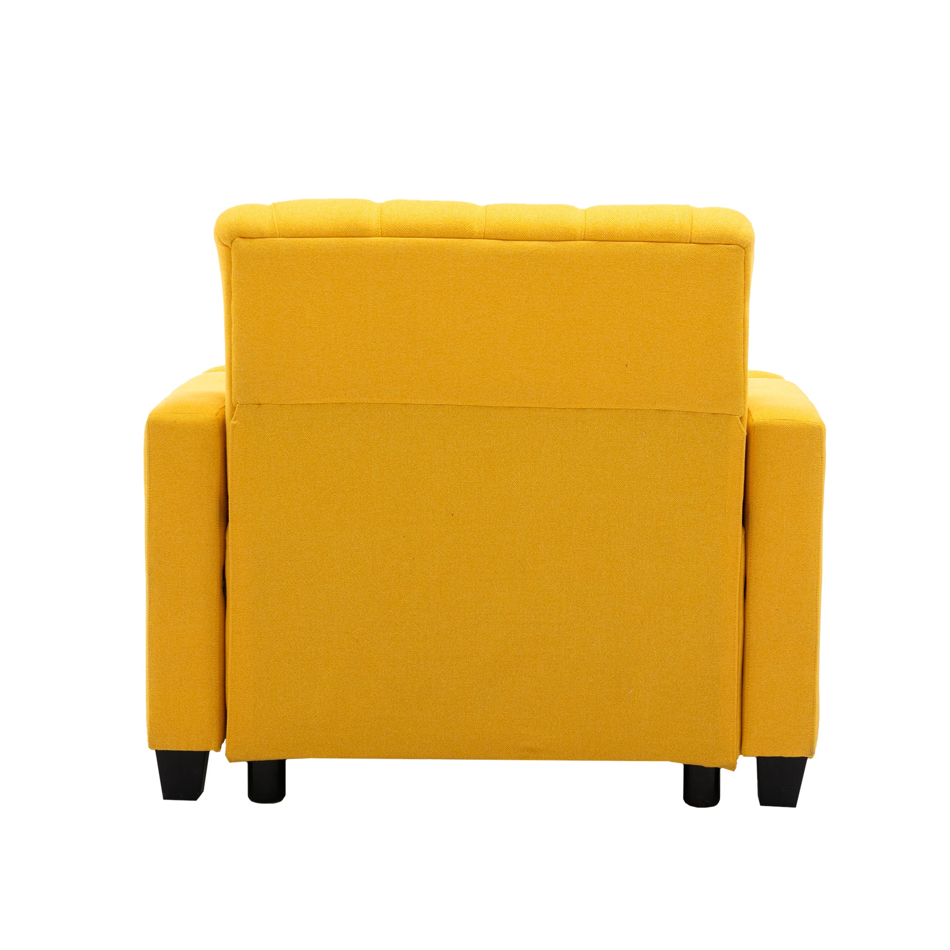 Coolmore Multifunctional Living Room Leisure Chaise Lounge Barry Tufted Comfy Armchair Wireless Charging, Smooth Reclining Backrest & Lumbar Pillow For Home Apartment Yellow Linen Yellow Foam Linen