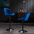 Bar Stools Set Of 2 Adjustable Barstools With Back And Footrest, Counter Height Bar Chairs For Kitchen, Pub Blue Blue Foam Fabric