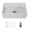 White Farmhouse Sink 30 Inch Kitchen Sink Apron Front White Ceramic Reversible Single Bowl Kitchen Farm Sinks White Ceramic