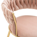 Coolmore Velvet Dining Chairs Set Of 2, Woven Upholstered Dining Chairs With Gold Metal Legs, Modern Accent Chairs For Living Room, Dining Room, Kitchen Pink Velvet Pink Foam Velvet