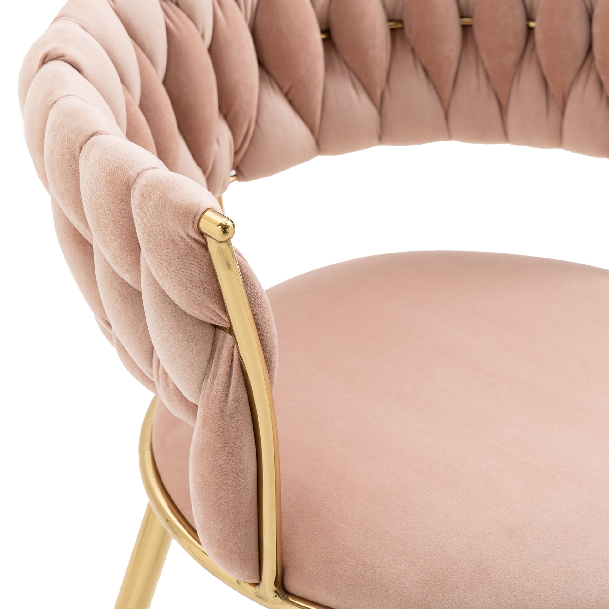 Coolmore Velvet Dining Chairs Set Of 2, Woven Upholstered Dining Chairs With Gold Metal Legs, Modern Accent Chairs For Living Room, Dining Room, Kitchen Pink Velvet Pink Foam Velvet