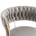 Coolmore Velvet Dining Chairs Set Of 2, Woven Upholstered Dining Chairs With Gold Metal Legs, Modern Accent Chairs For Living Room, Dining Room, Kitchen Grey Velvet Grey Foam Velvet