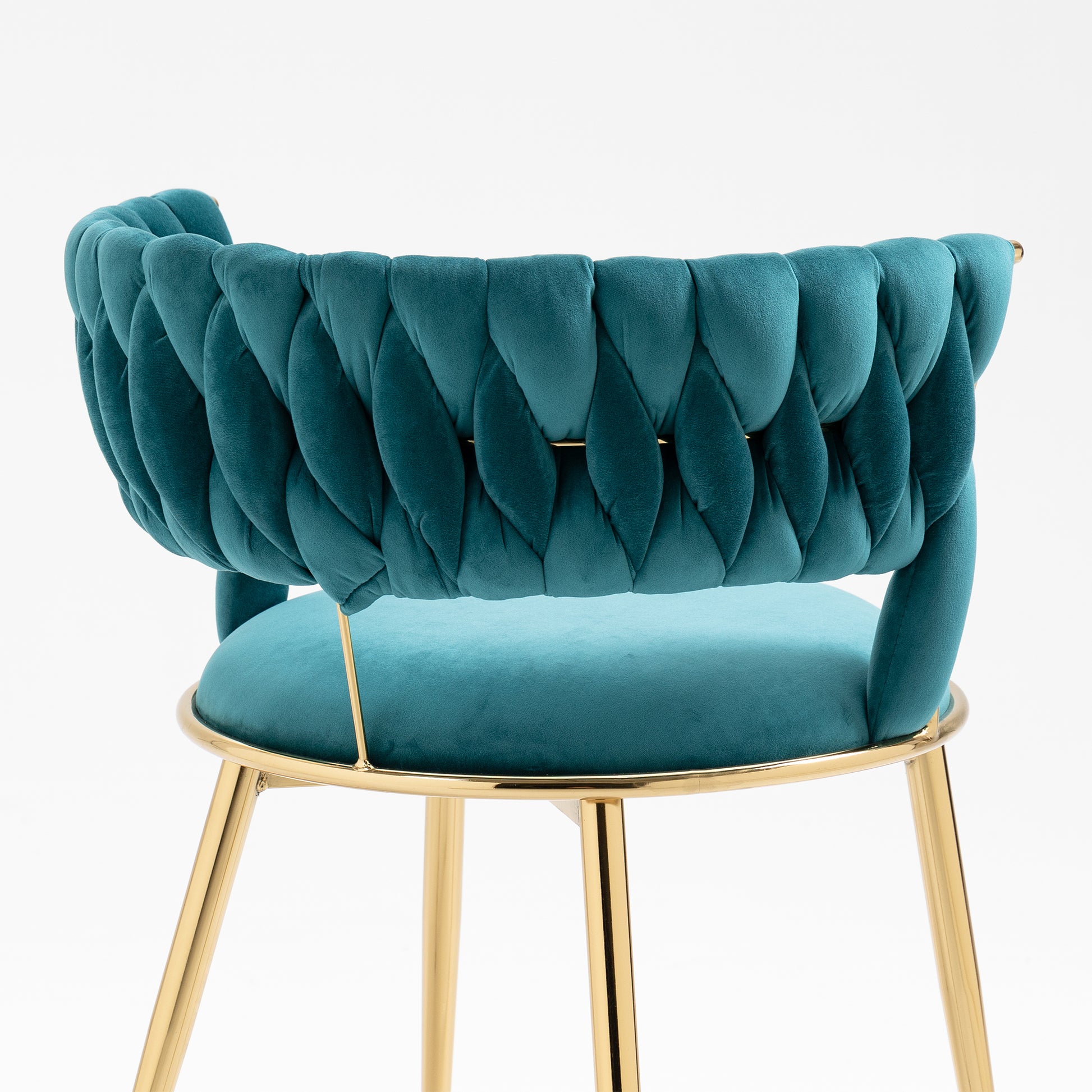 Coolmore Velvet Dining Chairs Set Of 2, Woven Upholstered Dining Chairs With Gold Metal Legs, Modern Accent Chairs For Living Room, Dining Room, Kitchen Teal Velvet Teal Foam Velvet