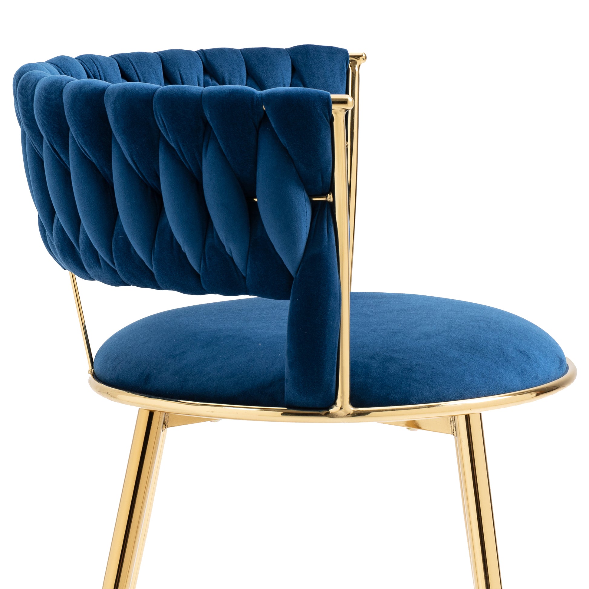 Coolmore Velvet Dining Chairs Set Of 2, Woven Upholstered Dining Chairs With Gold Metal Legs, Modern Accent Chairs For Living Room, Dining Room, Kitchen Navy Velvet Navy Foam Velvet