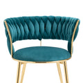 Coolmore Velvet Dining Chairs Set Of 2, Woven Upholstered Dining Chairs With Gold Metal Legs, Modern Accent Chairs For Living Room, Dining Room, Kitchen Teal Velvet Teal Foam Velvet