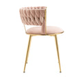 Coolmore Velvet Dining Chairs Set Of 2, Woven Upholstered Dining Chairs With Gold Metal Legs, Modern Accent Chairs For Living Room, Dining Room, Kitchen Pink Velvet Pink Foam Velvet