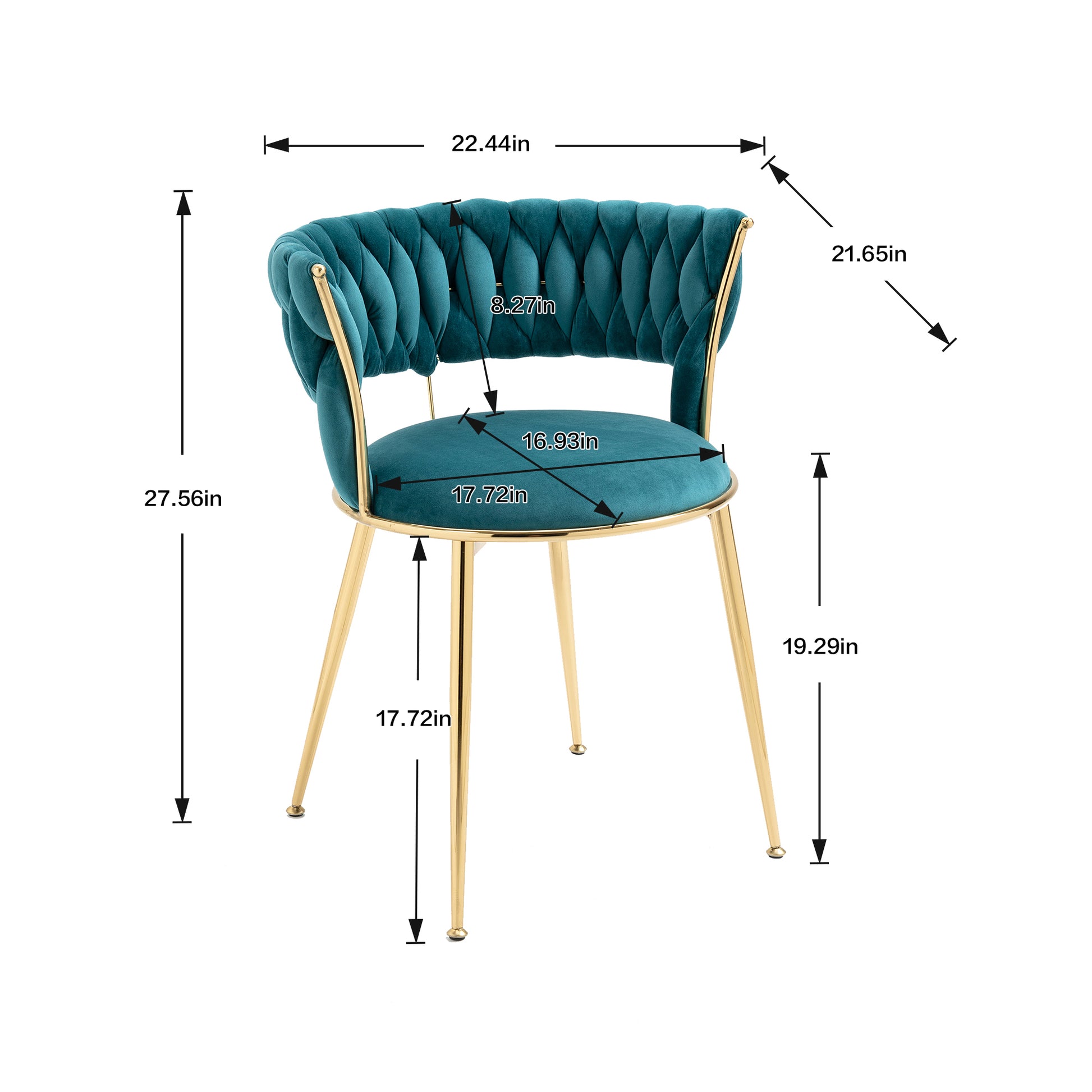 Coolmore Velvet Dining Chairs Set Of 2, Woven Upholstered Dining Chairs With Gold Metal Legs, Modern Accent Chairs For Living Room, Dining Room, Kitchen Teal Velvet Teal Foam Velvet