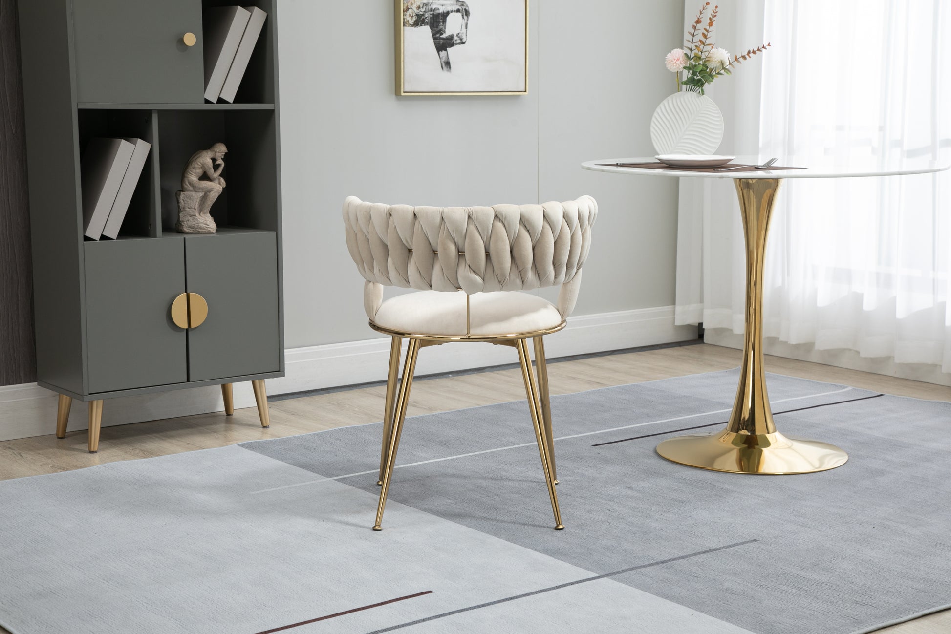 Coolmore Velvet Dining Chairs Set Of 2, Woven Upholstered Dining Chairs With Gold Metal Legs, Modern Accent Chairs For Living Room, Dining Room, Kitchen Ivory Velvet Ivory Foam Velvet