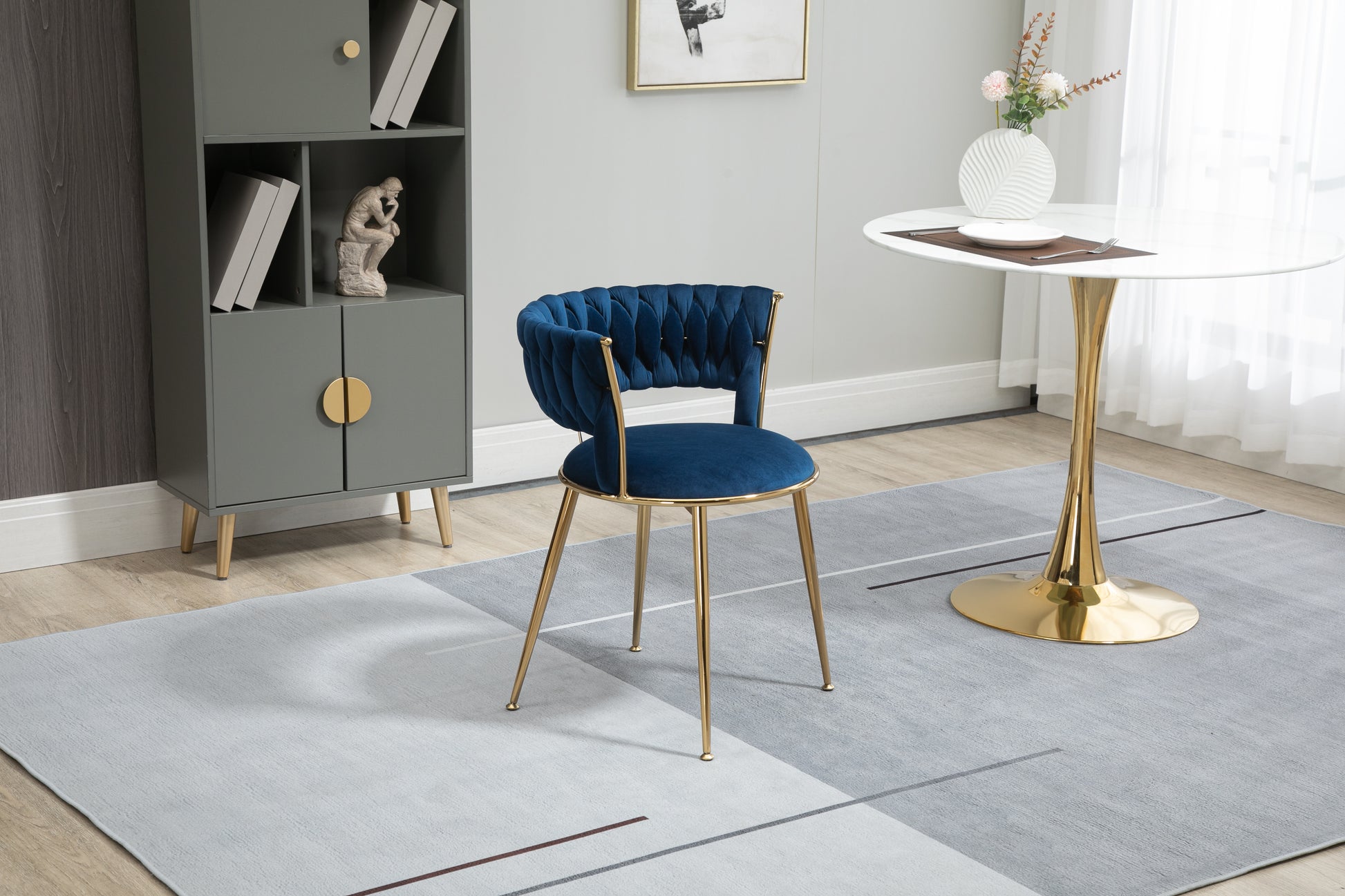 Coolmore Velvet Dining Chairs Set Of 2, Woven Upholstered Dining Chairs With Gold Metal Legs, Modern Accent Chairs For Living Room, Dining Room, Kitchen Navy Velvet Navy Foam Velvet