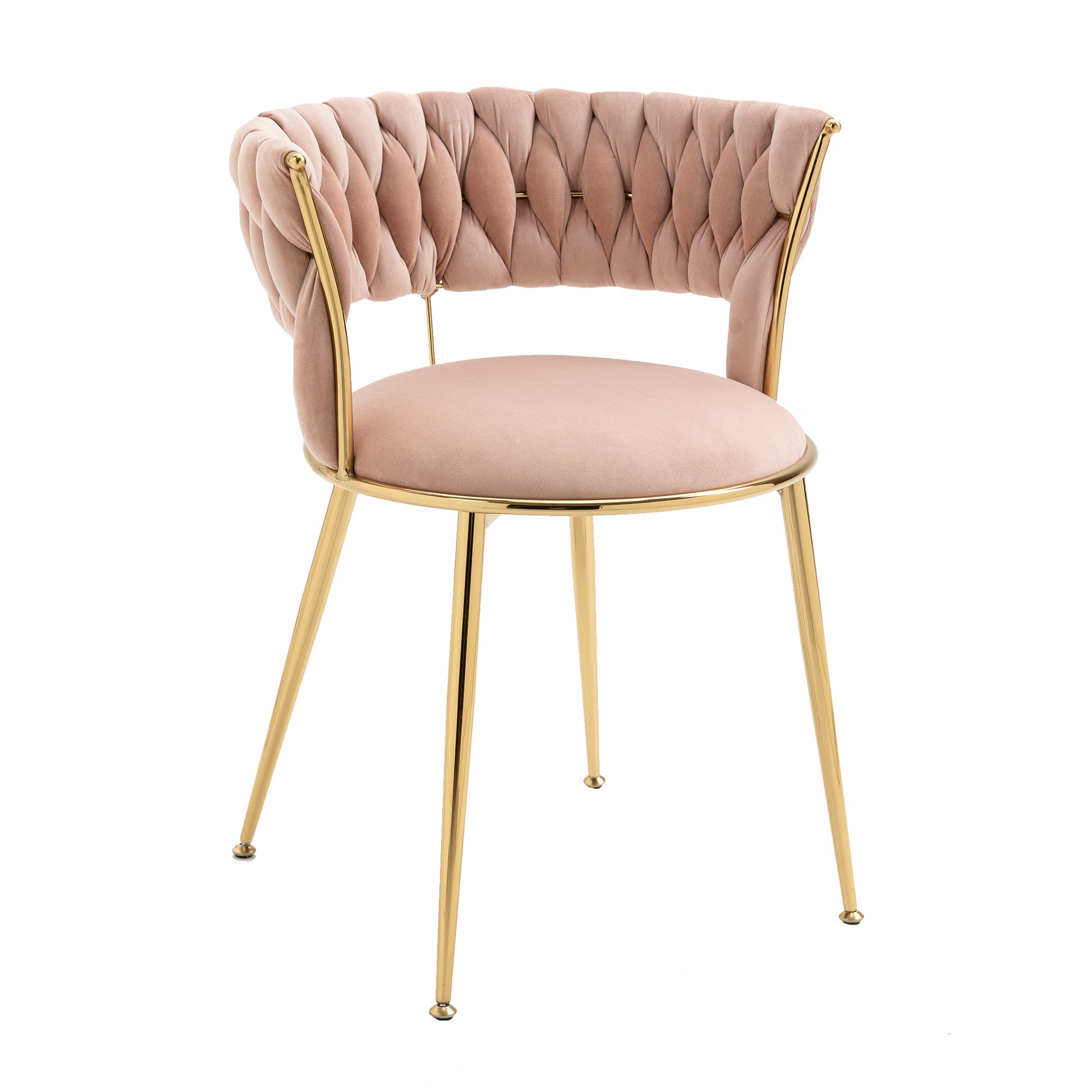 Coolmore Velvet Dining Chairs Set Of 2, Woven Upholstered Dining Chairs With Gold Metal Legs, Modern Accent Chairs For Living Room, Dining Room, Kitchen Pink Velvet Pink Foam Velvet