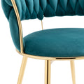 Coolmore Velvet Dining Chairs Set Of 2, Woven Upholstered Dining Chairs With Gold Metal Legs, Modern Accent Chairs For Living Room, Dining Room, Kitchen Teal Velvet Teal Foam Velvet