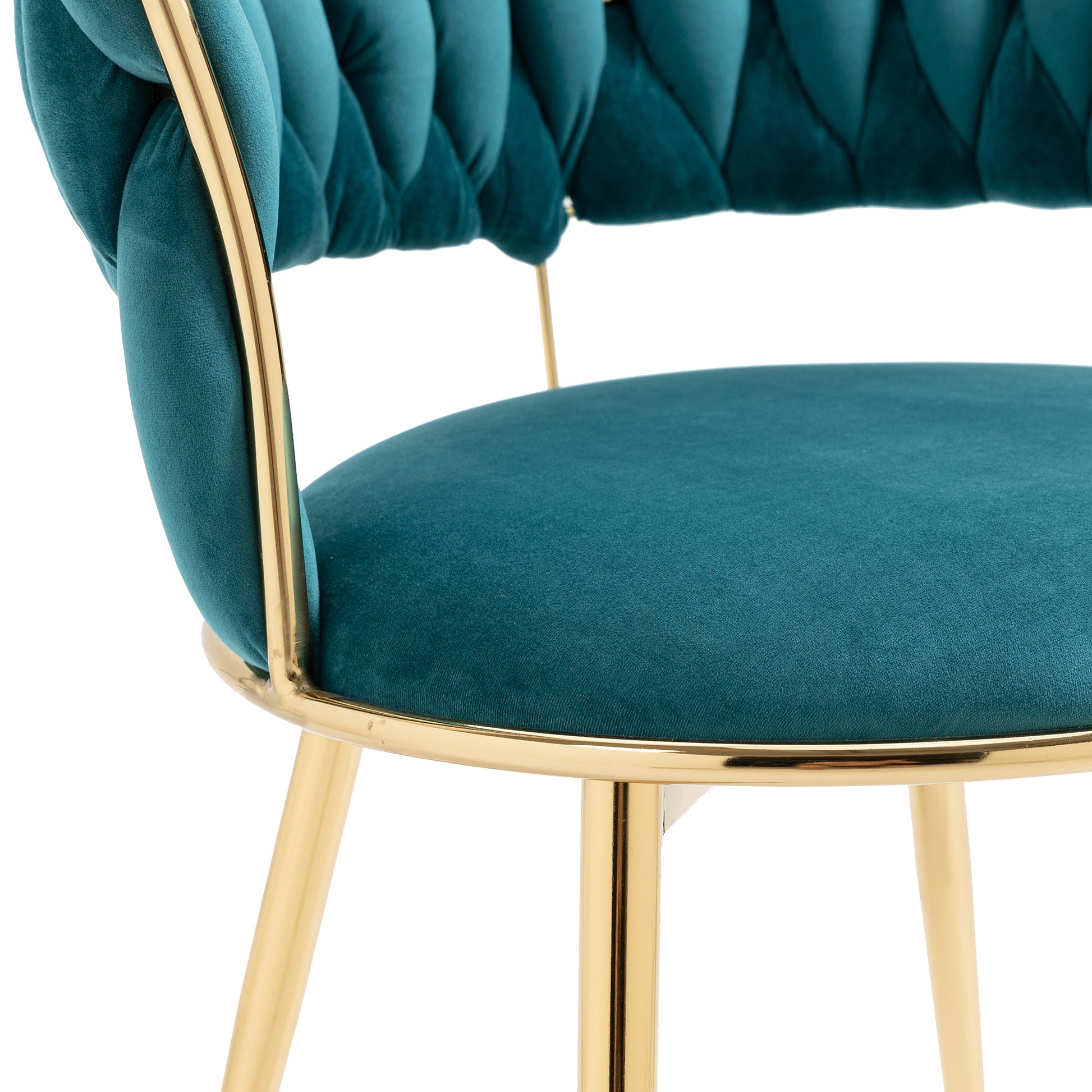 Coolmore Velvet Dining Chairs Set Of 2, Woven Upholstered Dining Chairs With Gold Metal Legs, Modern Accent Chairs For Living Room, Dining Room, Kitchen Teal Velvet Teal Foam Velvet