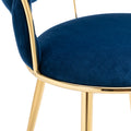 Coolmore Velvet Dining Chairs Set Of 2, Woven Upholstered Dining Chairs With Gold Metal Legs, Modern Accent Chairs For Living Room, Dining Room, Kitchen Navy Velvet Navy Foam Velvet