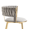 Coolmore Velvet Dining Chairs Set Of 2, Woven Upholstered Dining Chairs With Gold Metal Legs, Modern Accent Chairs For Living Room, Dining Room, Kitchen Grey Velvet Grey Foam Velvet