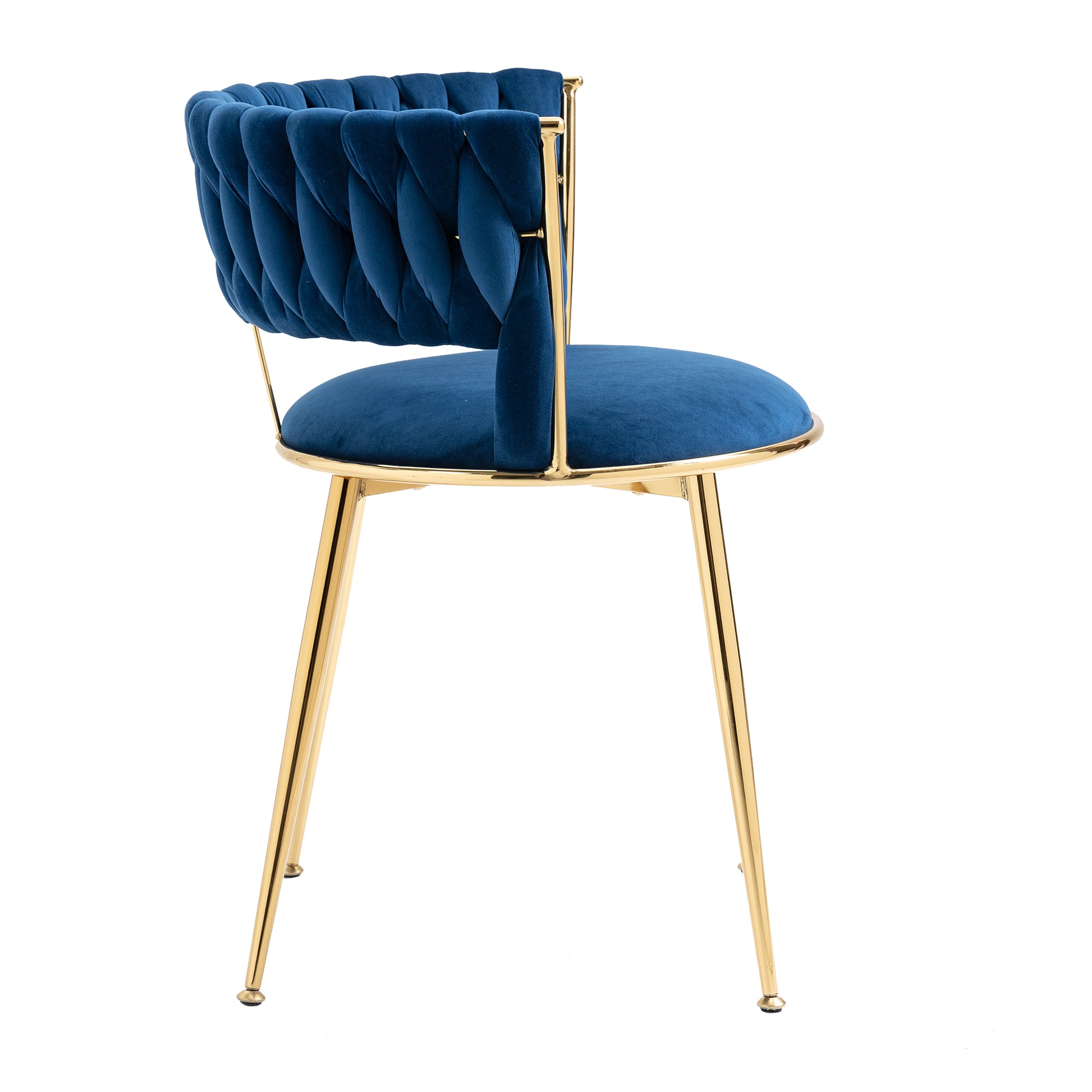 Coolmore Velvet Dining Chairs Set Of 2, Woven Upholstered Dining Chairs With Gold Metal Legs, Modern Accent Chairs For Living Room, Dining Room, Kitchen Navy Velvet Navy Foam Velvet