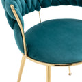 Coolmore Velvet Dining Chairs Set Of 2, Woven Upholstered Dining Chairs With Gold Metal Legs, Modern Accent Chairs For Living Room, Dining Room, Kitchen Teal Velvet Teal Foam Velvet