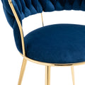 Coolmore Velvet Dining Chairs Set Of 2, Woven Upholstered Dining Chairs With Gold Metal Legs, Modern Accent Chairs For Living Room, Dining Room, Kitchen Navy Velvet Navy Foam Velvet