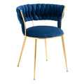 Coolmore Velvet Dining Chairs Set Of 2, Woven Upholstered Dining Chairs With Gold Metal Legs, Modern Accent Chairs For Living Room, Dining Room, Kitchen Navy Velvet Navy Foam Velvet