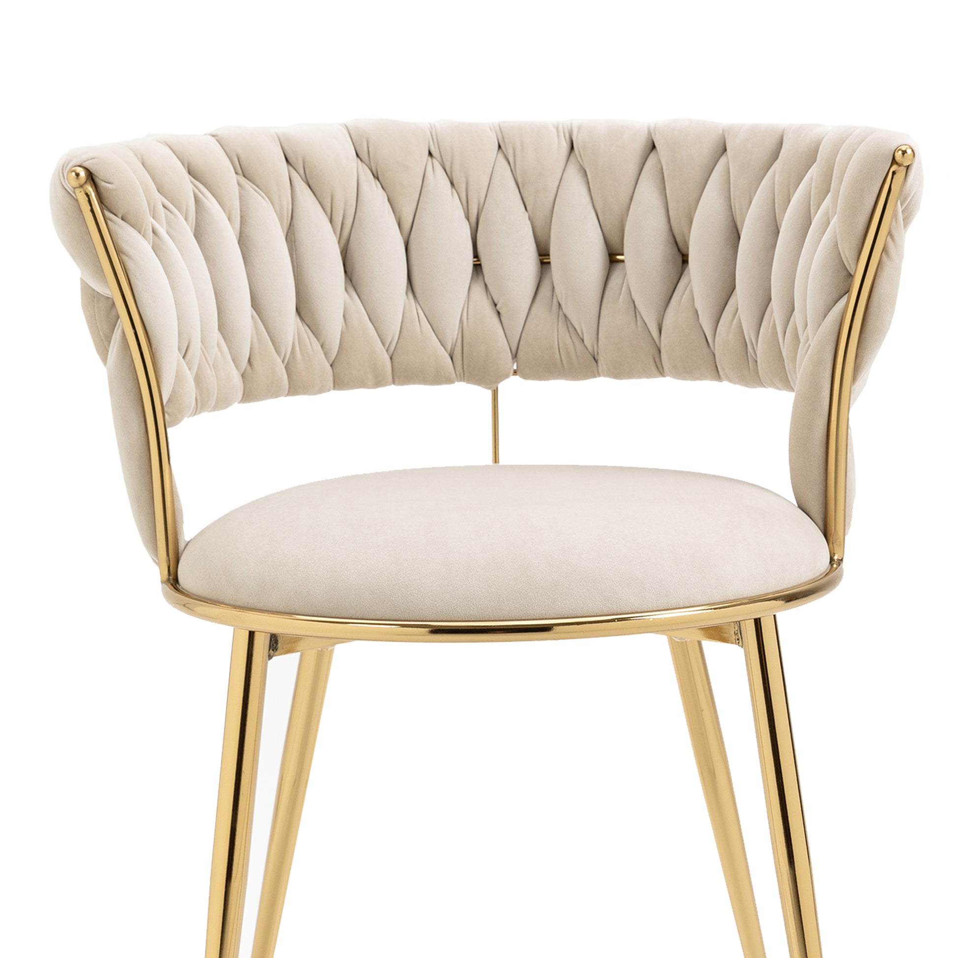 Coolmore Velvet Dining Chairs Set Of 2, Woven Upholstered Dining Chairs With Gold Metal Legs, Modern Accent Chairs For Living Room, Dining Room, Kitchen Ivory Velvet Ivory Foam Velvet