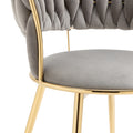 Coolmore Velvet Dining Chairs Set Of 2, Woven Upholstered Dining Chairs With Gold Metal Legs, Modern Accent Chairs For Living Room, Dining Room, Kitchen Grey Velvet Grey Foam Velvet