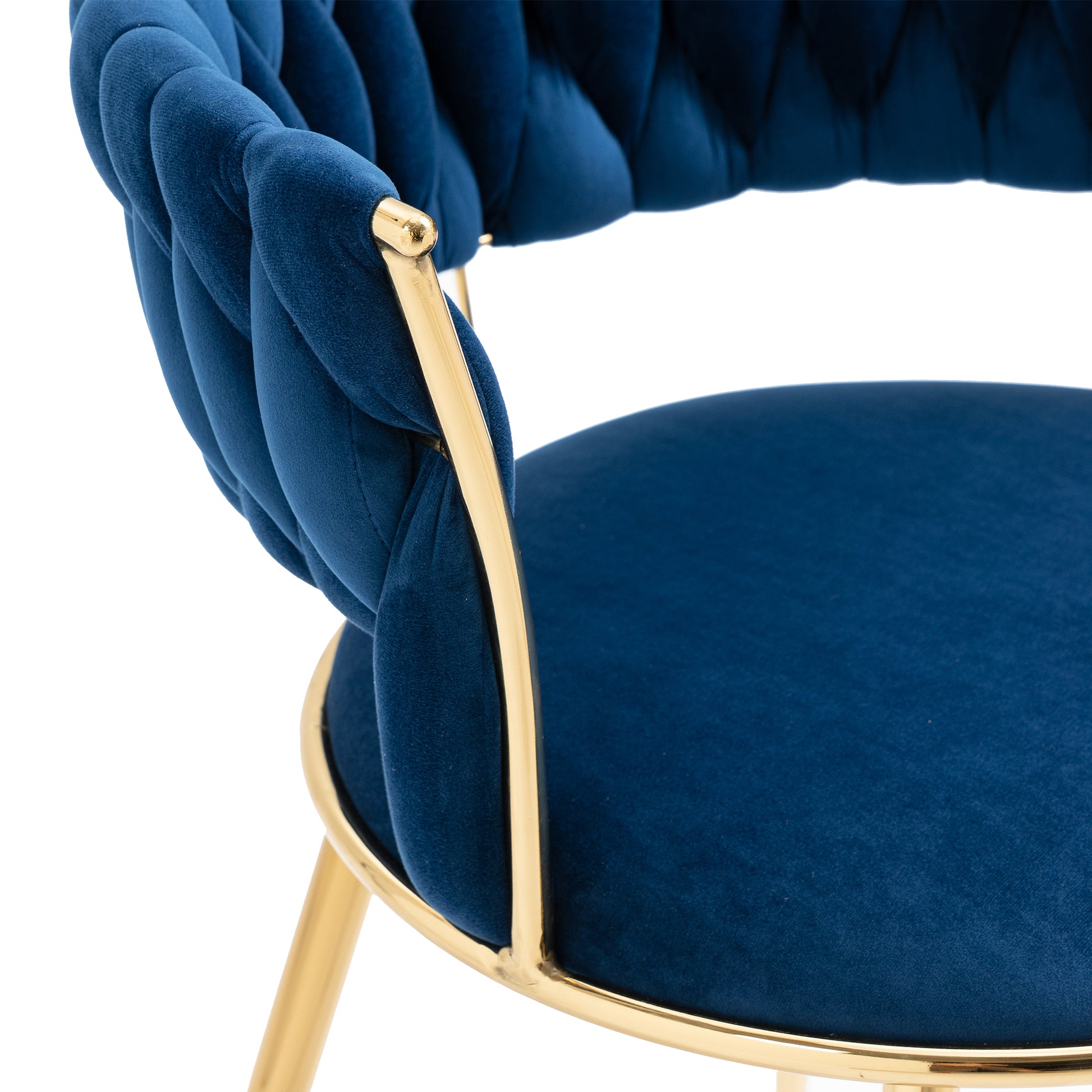 Coolmore Velvet Dining Chairs Set Of 2, Woven Upholstered Dining Chairs With Gold Metal Legs, Modern Accent Chairs For Living Room, Dining Room, Kitchen Navy Velvet Navy Foam Velvet