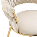 Coolmore Velvet Dining Chairs Set Of 2, Woven Upholstered Dining Chairs With Gold Metal Legs, Modern Accent Chairs For Living Room, Dining Room, Kitchen Ivory Velvet Ivory Foam Velvet