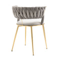 Coolmore Velvet Dining Chairs Set Of 2, Woven Upholstered Dining Chairs With Gold Metal Legs, Modern Accent Chairs For Living Room, Dining Room, Kitchen Grey Velvet Grey Foam Velvet
