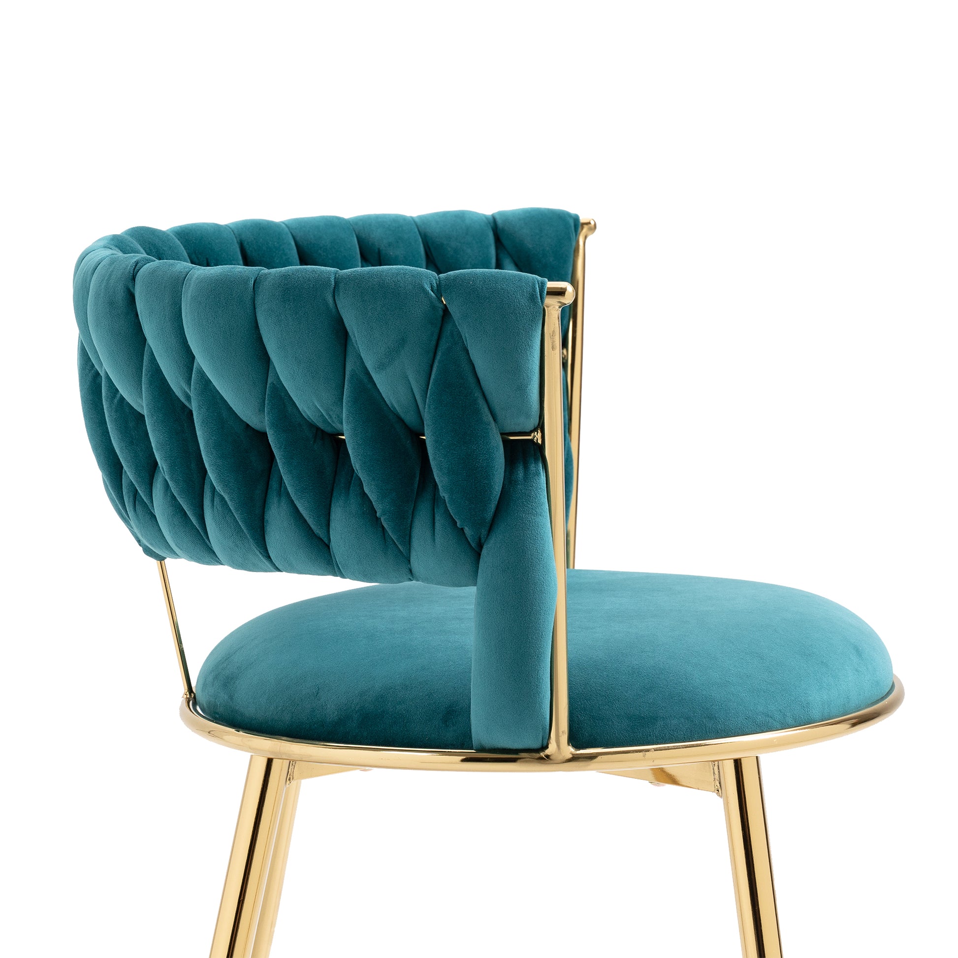 Coolmore Velvet Dining Chairs Set Of 2, Woven Upholstered Dining Chairs With Gold Metal Legs, Modern Accent Chairs For Living Room, Dining Room, Kitchen Teal Velvet Teal Foam Velvet